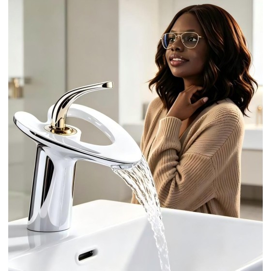 R26 Chrome and black basin mixer CHINA